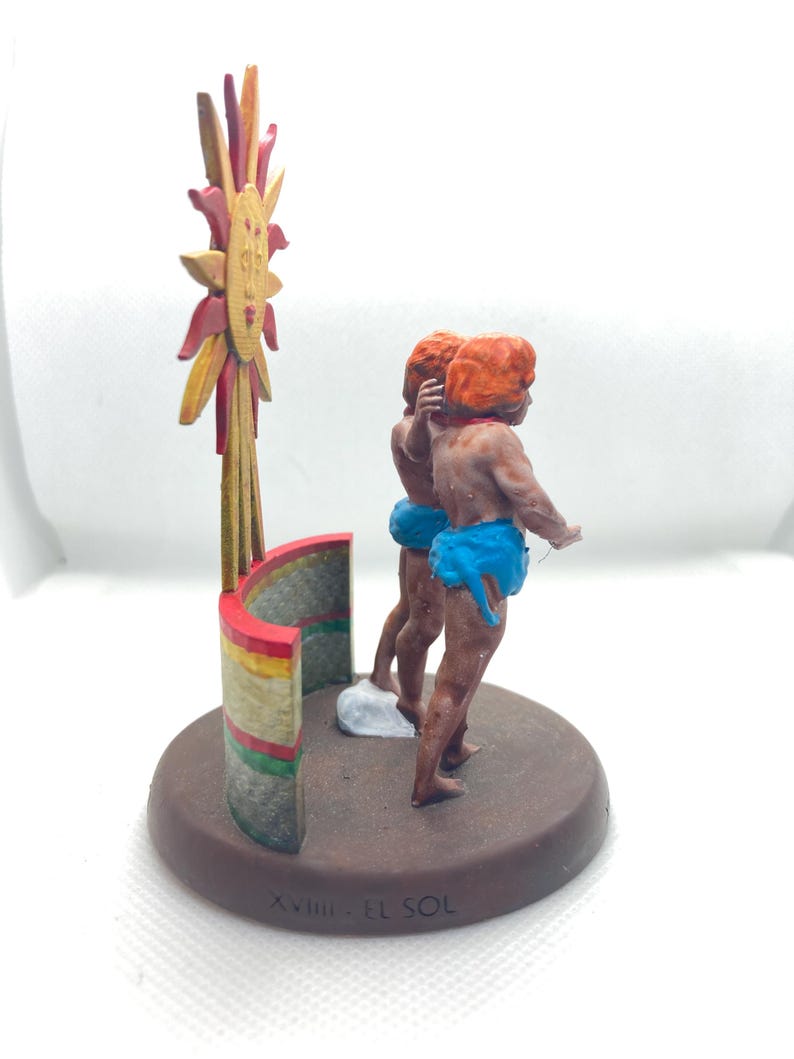 Statuina Sole arcano maggiore XVIIII tarocchi dipinta a mano - Major Arcana XVIIII Tarot Sun Figurine Hand Painted