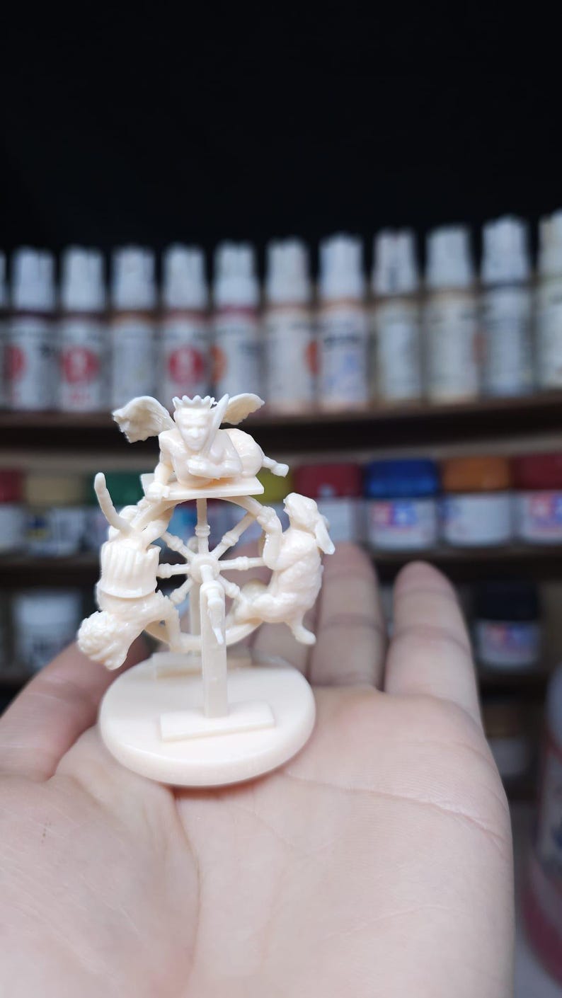 Miniatura Ruota di Fortuna arcano maggiore tarocchi da dipingere (mini 3D) - Major Arcana The Wheel of Fortune Figurine to Paint (mini 3D)