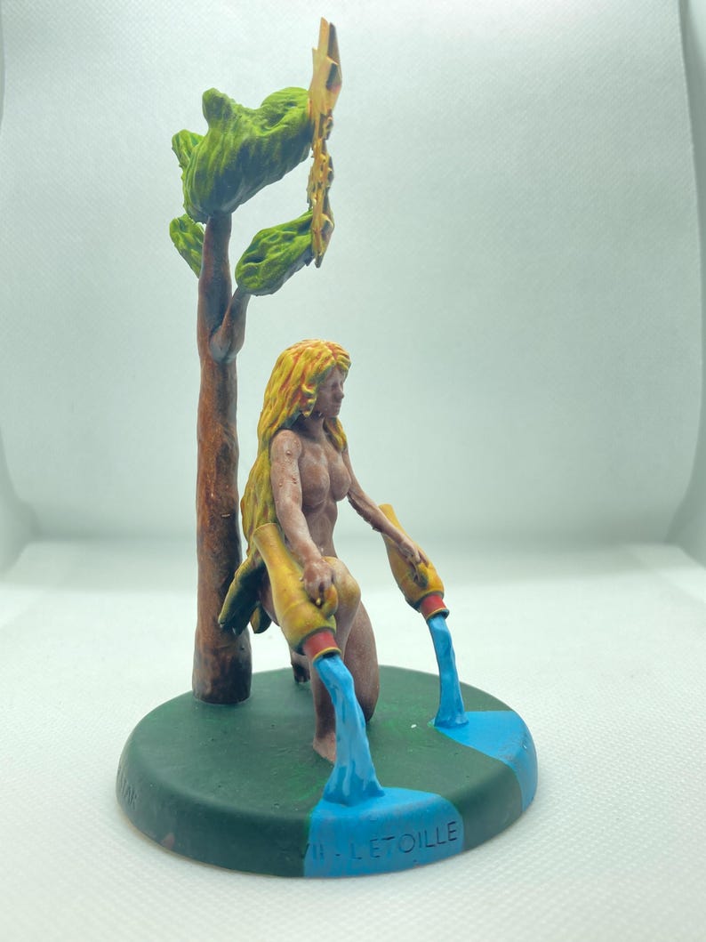Statuina Stella Stelle arcano maggiore XVII tarocchi dipinta a mano - Major Arcana XVII Tarot Star Figurine Hand Painted