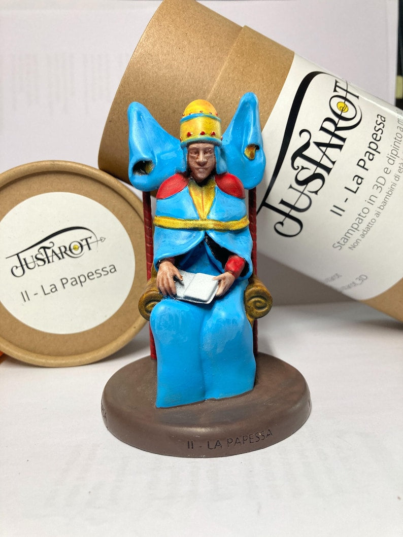 Statuina Papessa arcano maggiore II tarocchi dipinta a mano - Major Arcana II Tarot High Priestess Figurine Hand Painted