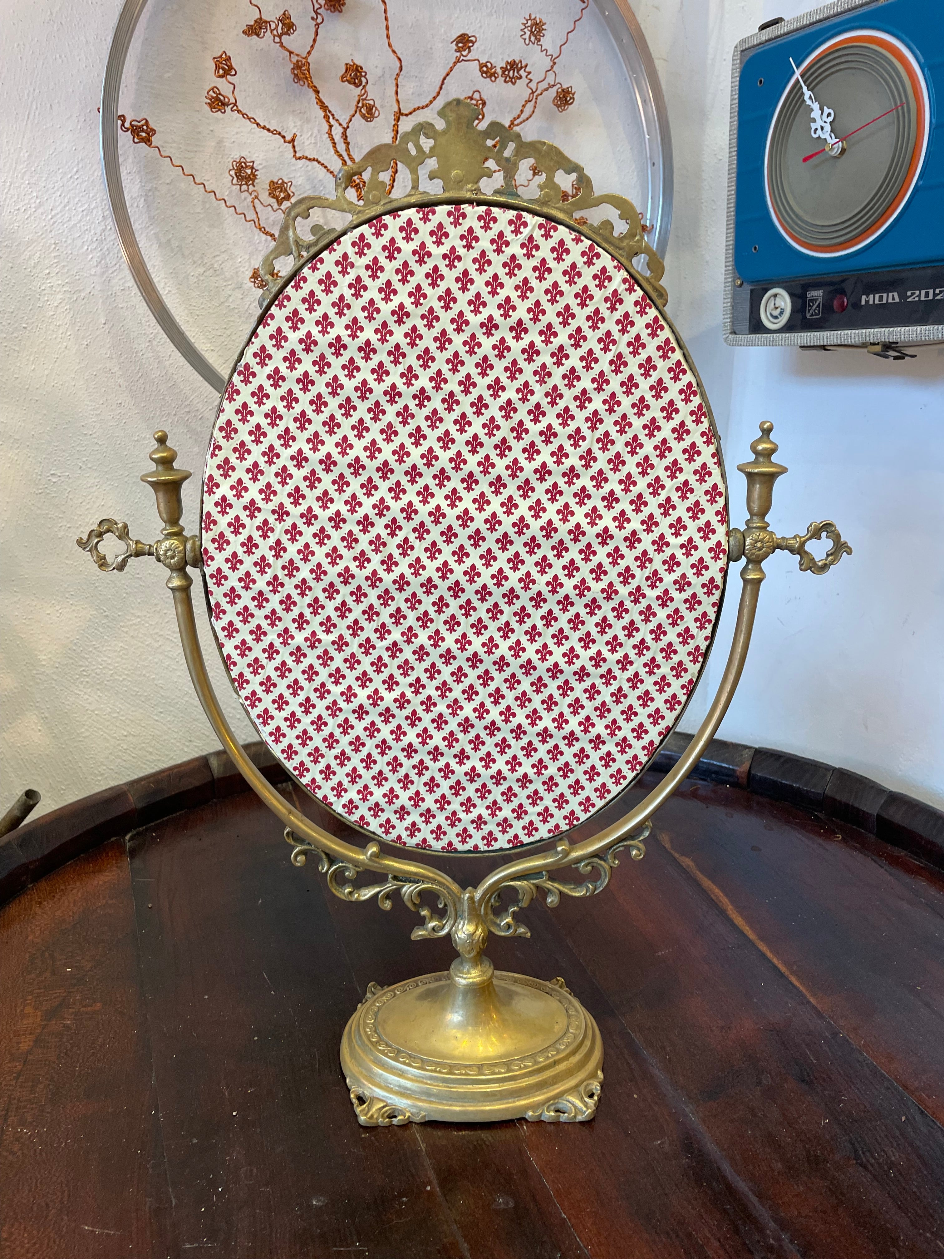 Specchio da tavolo ottone girevole vintage ottone