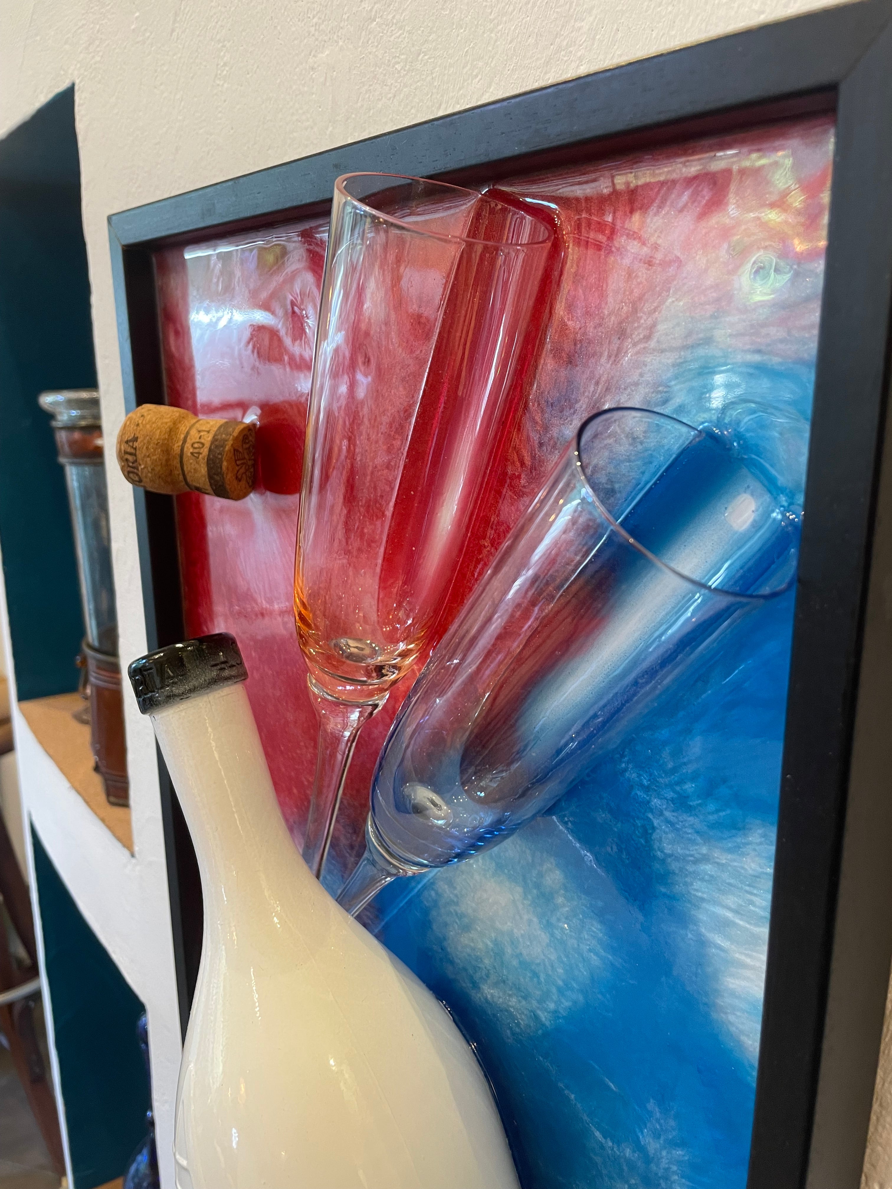 Quadro Moderno Bottiglia Astoria Con Flûte Anni ‘60