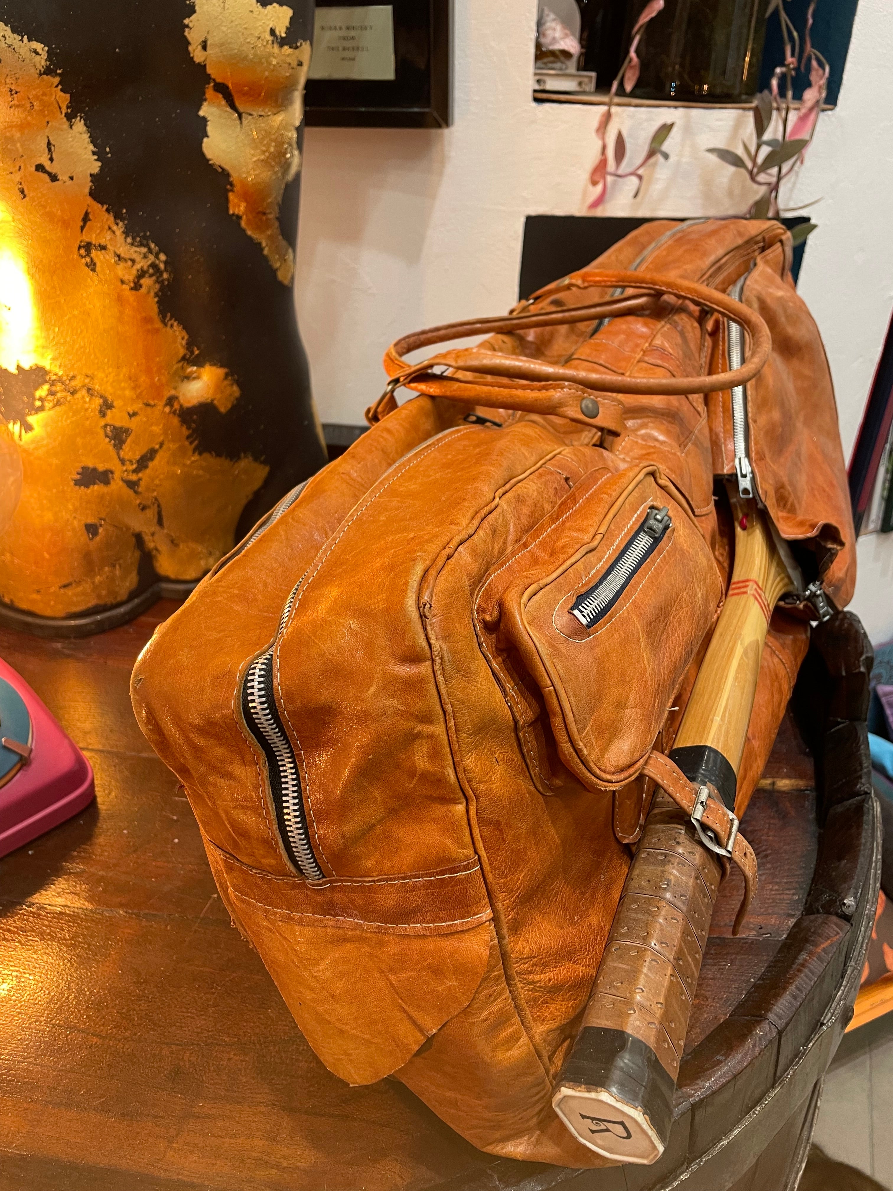 Borsone da tennis Vintage anni ‘70 in pelle