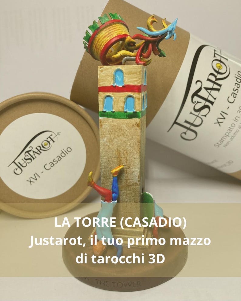 Statuina Torre Maison Dieu arcano maggiore XVI tarocchi dipinta a mano - Major Arcana XVI Tarot Tower Figurine Hand Painted