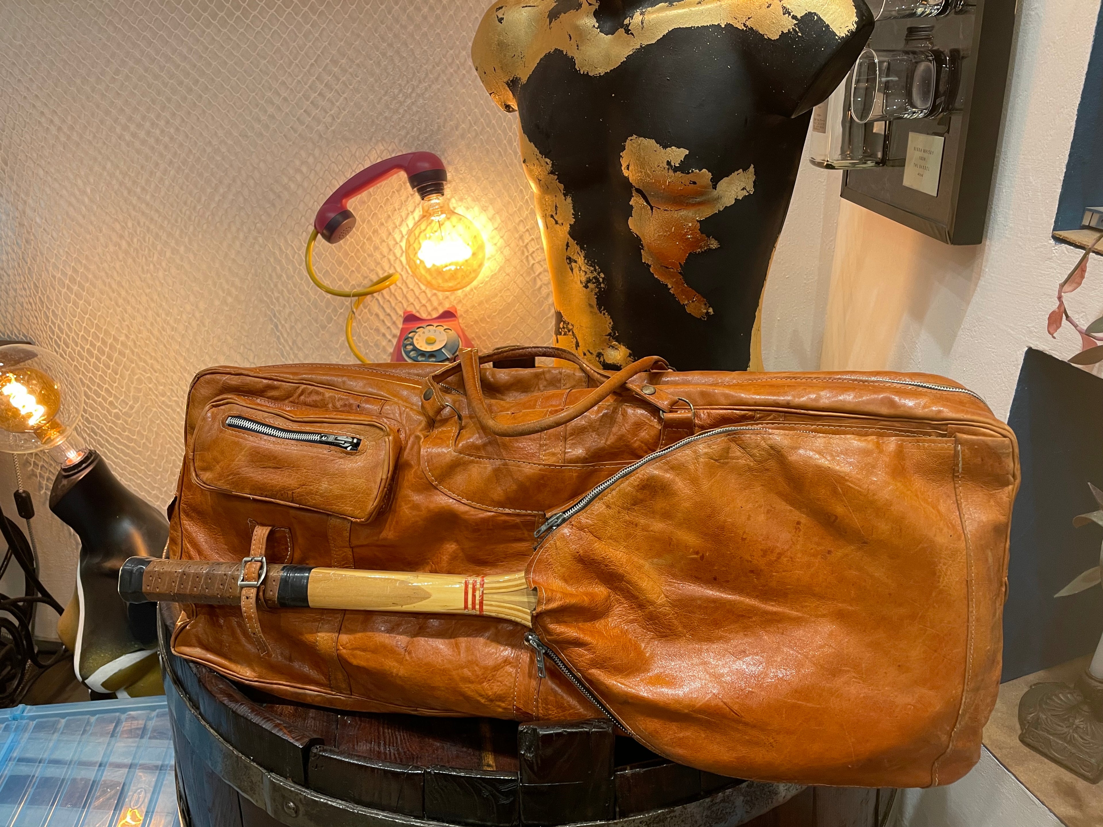 Borsone da tennis Vintage anni ‘70 in pelle