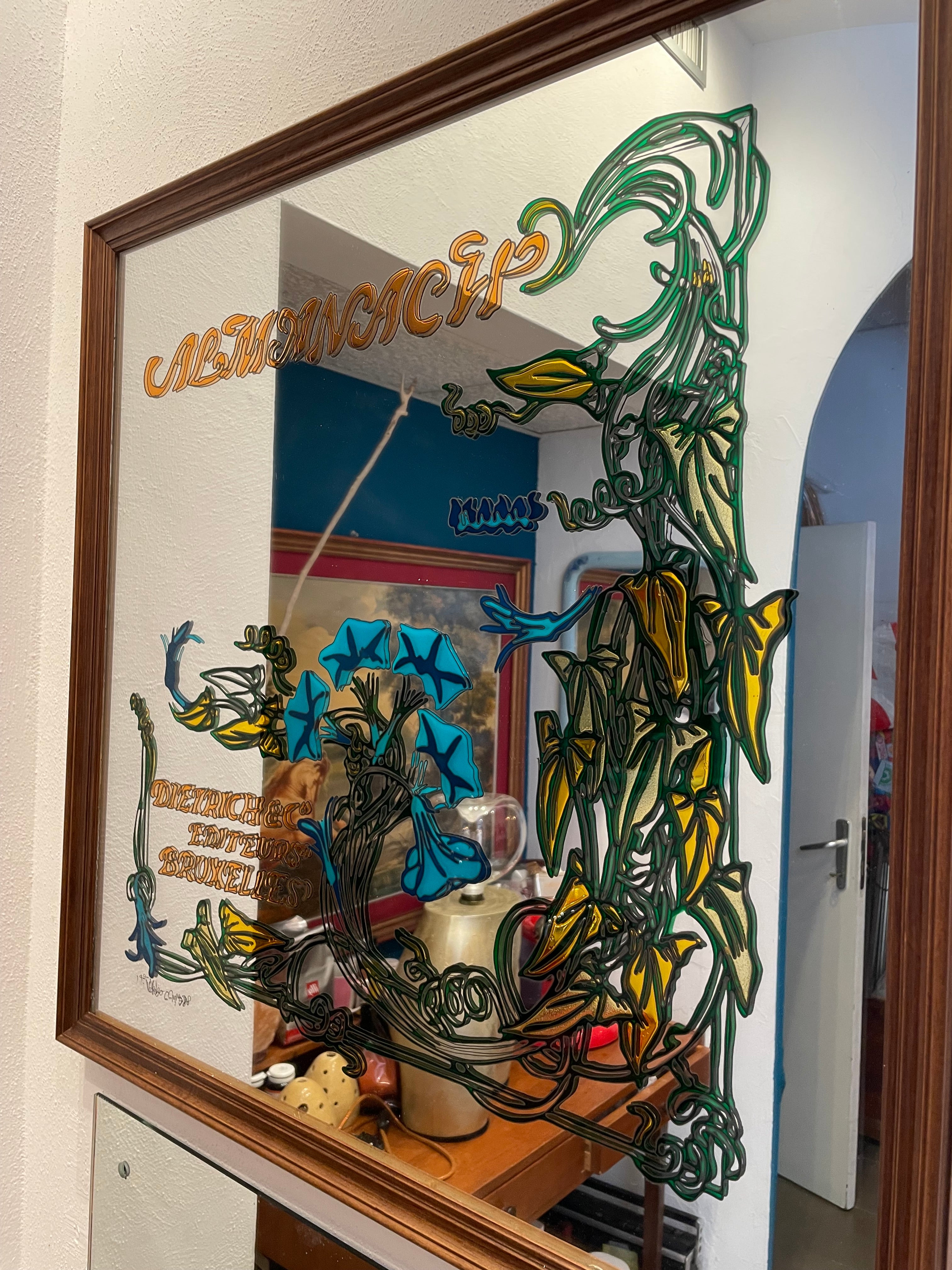 Quadro Specchio Vintage Dipinto A Mano 73x73cm