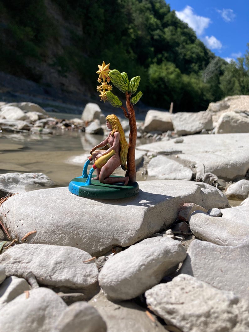 Statuina Stella Stelle arcano maggiore XVII tarocchi dipinta a mano - Major Arcana XVII Tarot Star Figurine Hand Painted