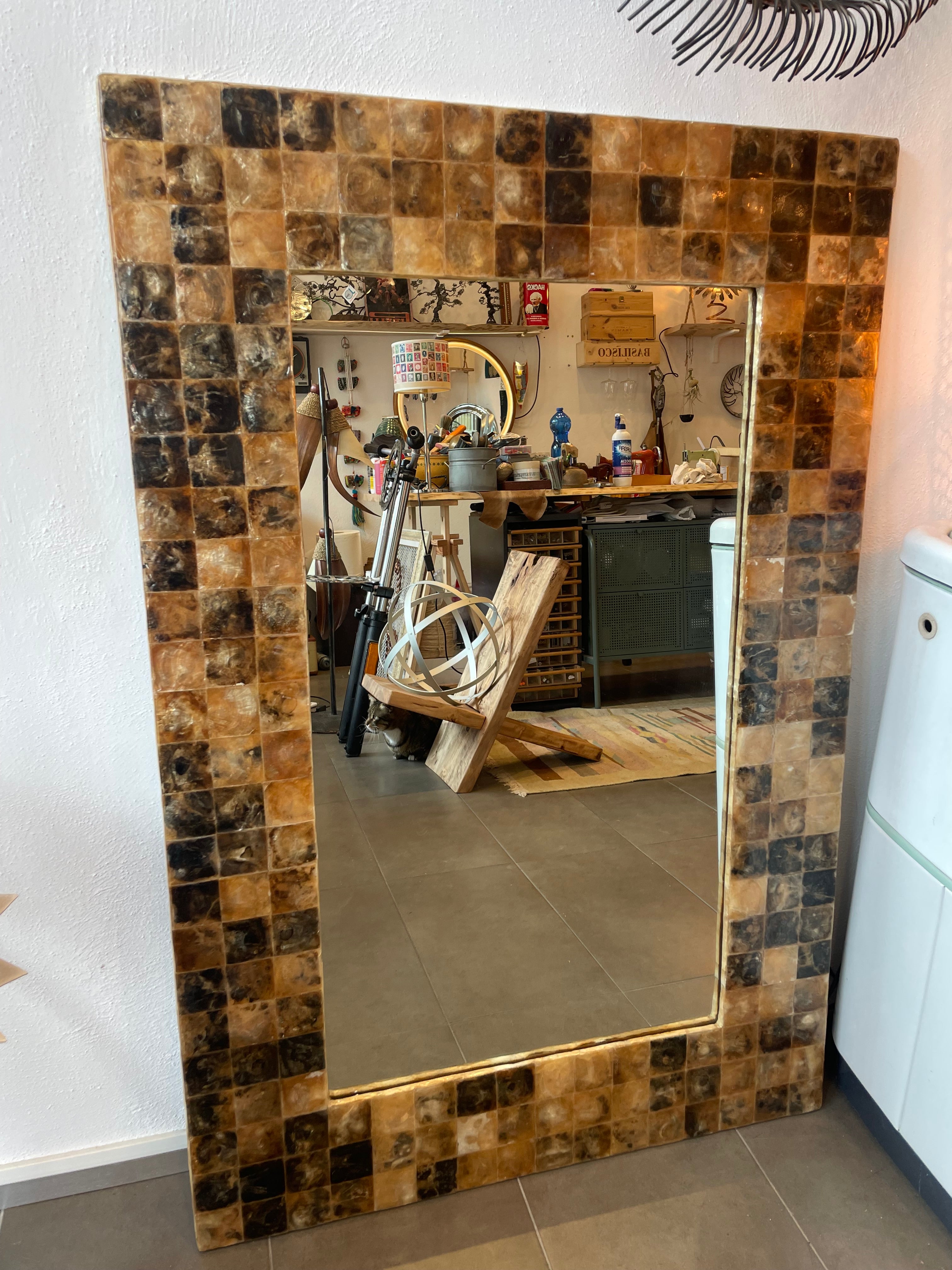 Specchio Etnico Cornice Riflessi In Madreperla