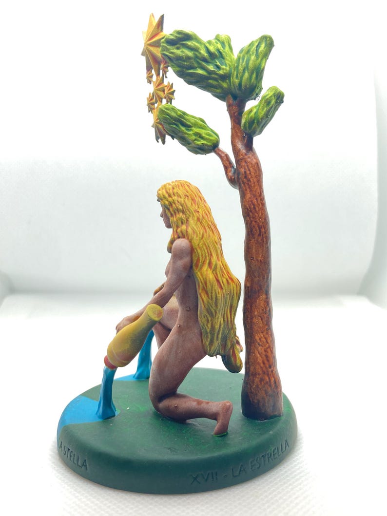Statuina Stella Stelle arcano maggiore XVII tarocchi dipinta a mano - Major Arcana XVII Tarot Star Figurine Hand Painted