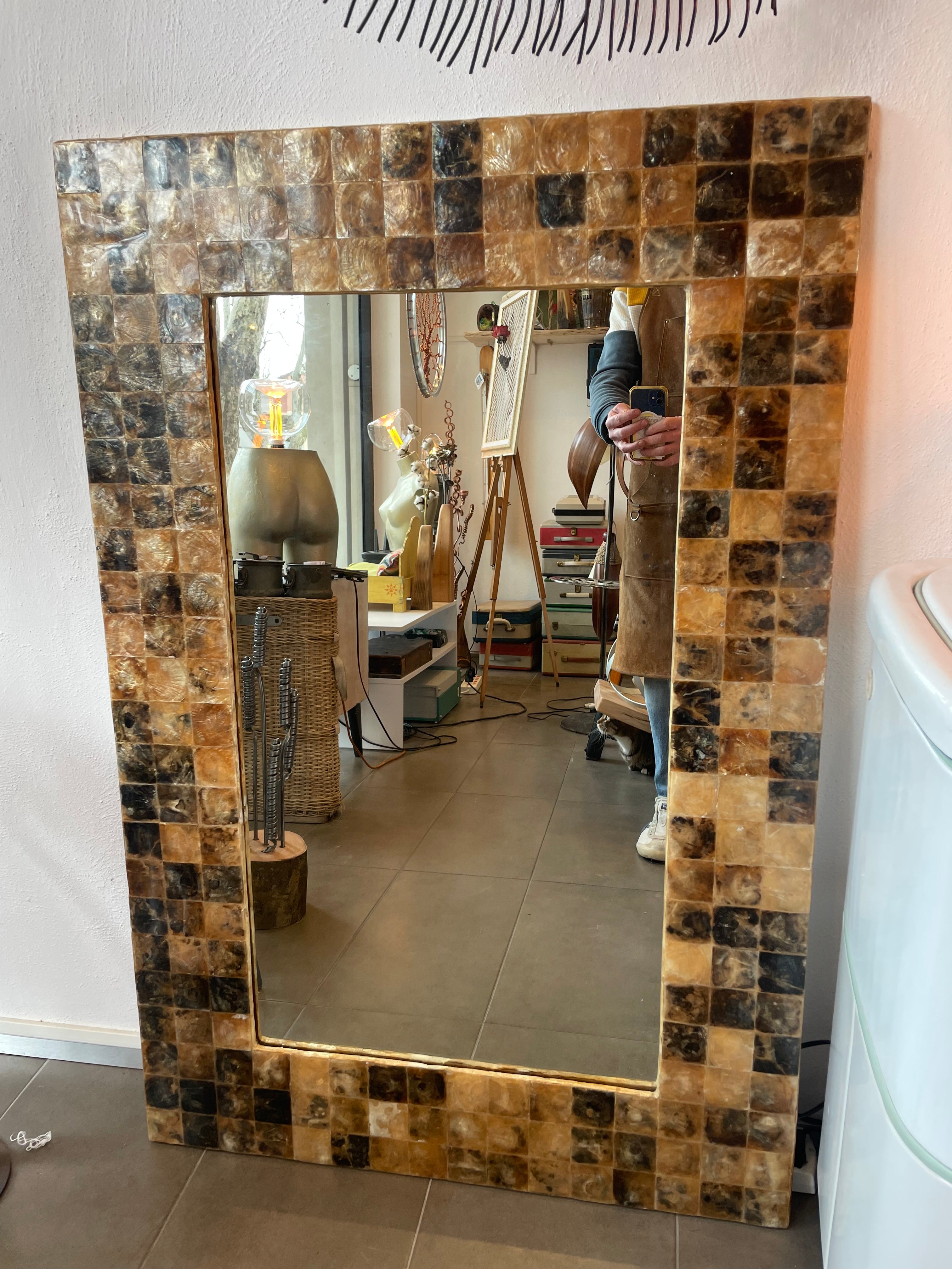 Specchio Etnico Cornice Riflessi In Madreperla