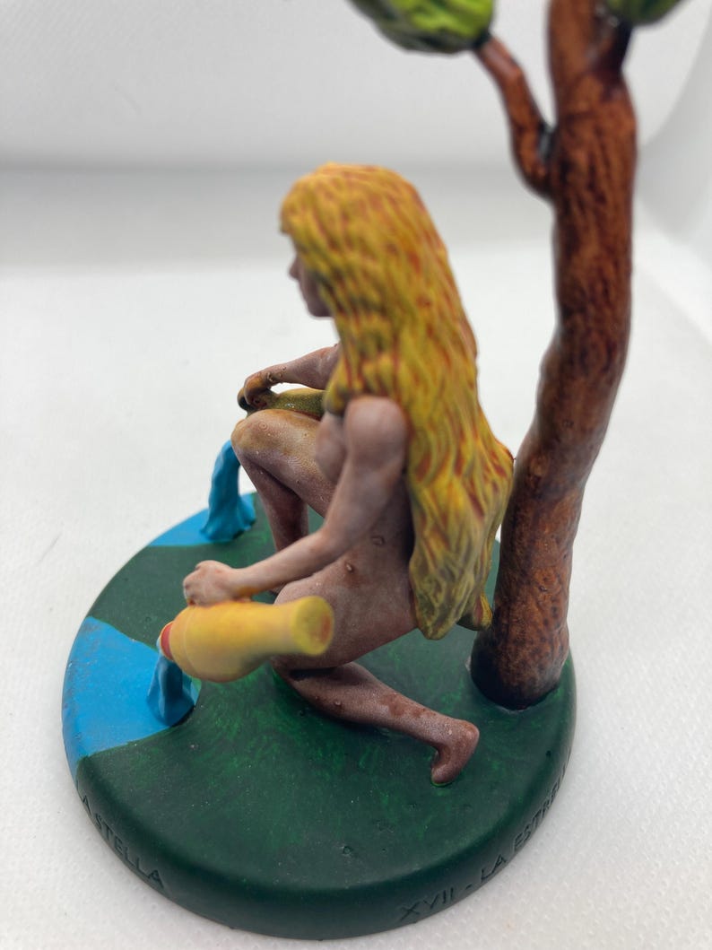 Statuina Stella Stelle arcano maggiore XVII tarocchi dipinta a mano - Major Arcana XVII Tarot Star Figurine Hand Painted