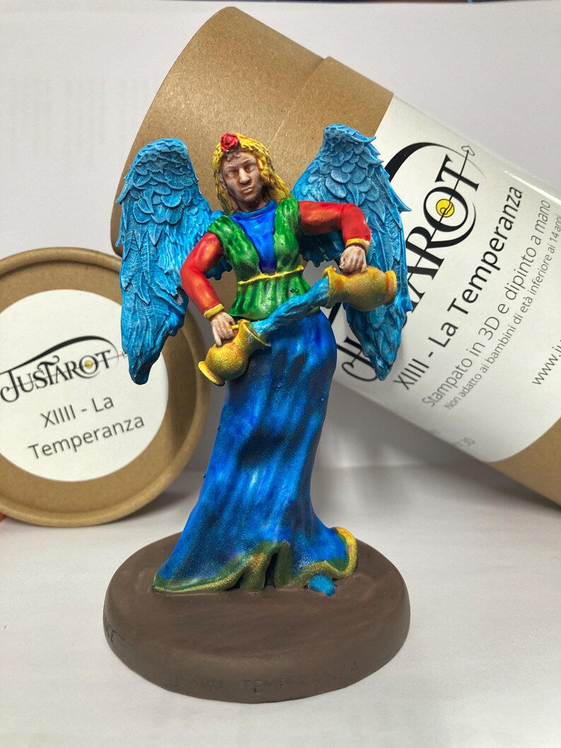 Statuina Temperanza arcano maggiore XIIII tarocchi dipinta a mano - Major Arcana XIIII Tarot Temperance Figurine Hand Painted