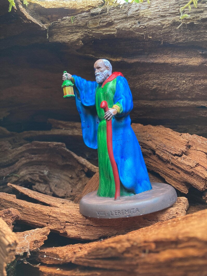 Statuina Eremita arcano maggiore VIIII tarocchi dipinta a mano - Major Arcana VIIII Tarot Hermite Figurine Hand Painted
