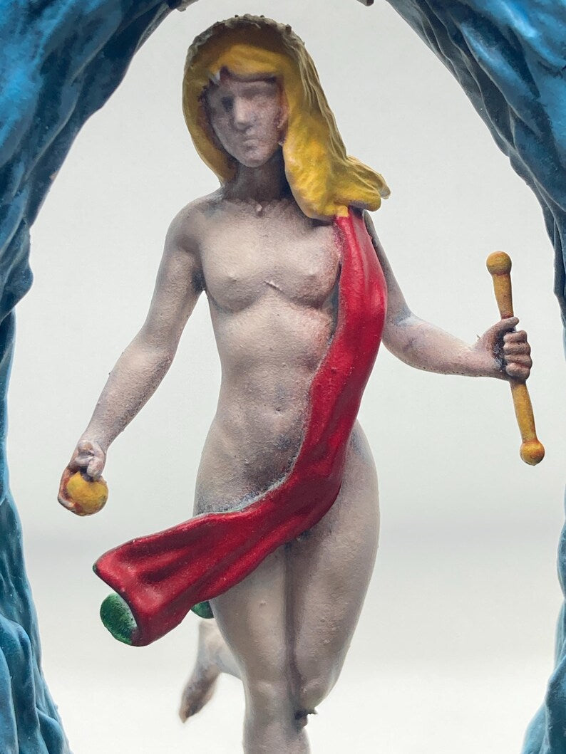 Statuina Mondo arcano maggiore XXI tarocchi dipinta a mano - Major Arcana XXI Tarot World Figurine Hand Painted